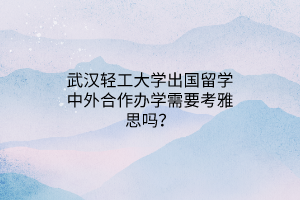 武漢輕工大學(xué)出國留學(xué)中外合作辦學(xué)需要考雅思嗎？