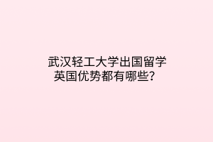 武漢輕工大學(xué)出國留學(xué)英國優(yōu)勢都有哪些？