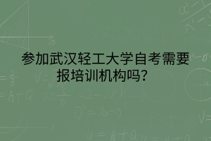 參加武漢輕工大學(xué)自考需要報(bào)培訓(xùn)機(jī)構(gòu)嗎？