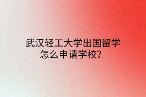 武漢輕工大學(xué)出國(guó)留學(xué)怎么申請(qǐng)學(xué)校？