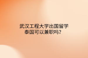 武漢工程大學(xué)出國(guó)留學(xué)泰國(guó)可以兼職嗎? 武漢工程大學(xué)出國(guó)留學(xué)泰國(guó)可以兼職嗎?
