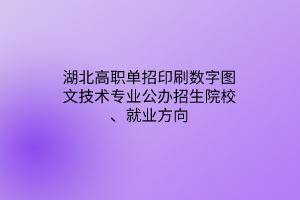 湖北高職單招印刷數(shù)字圖文技術(shù)專業(yè)公辦招生院校、就業(yè)方向 湖北高職單招印刷數(shù)字圖文技術(shù)專業(yè)公辦招生院校、就業(yè)方向