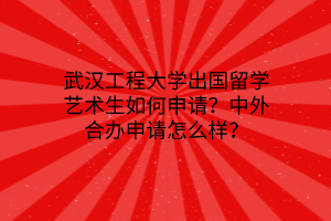 武漢工程大學出國留學藝術生如何申請？中外合辦申請怎么樣？