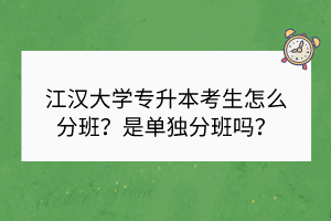 江漢大學(xué)專升本考生怎么分班？是單獨(dú)分班嗎？
