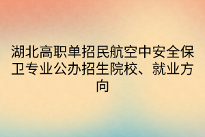 湖北高職單招民航空中安全保衛(wèi)專業(yè)公辦招生院校、就業(yè)方向 湖北高職單招民航空中安全保衛(wèi)專業(yè)公辦招生院校、就業(yè)方向