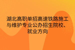 湖北高職單招高速鐵路施工與維護專業(yè)公辦招生院校、就業(yè)方向 湖北高職單招高速鐵路施工與維護專業(yè)公辦招生院校、就業(yè)方向