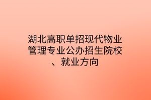 湖北高職單招現(xiàn)代物業(yè)管理專業(yè)公辦招生院校、就業(yè)方向 湖北高職單招現(xiàn)代物業(yè)管理專業(yè)公辦招生院校、就業(yè)方向