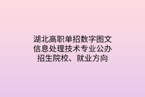 湖北高職單招數(shù)字圖文信息處理技術(shù)專業(yè)公辦招生院校、就業(yè)方向