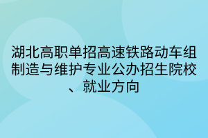 湖北高職單招高速鐵路動車組制造與維護專業(yè) 湖北高職單招高速鐵路動車組制造與維護專業(yè)
