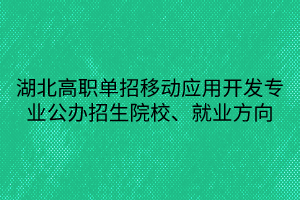 湖北高職單招移動應用開發(fā)專業(yè)公辦招生院校、就業(yè)方向
