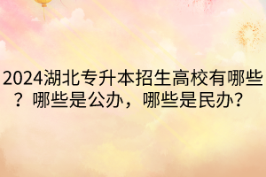 2024湖北專升本招生高校有哪些？哪些是公辦，哪些是民辦？