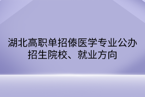 湖北高職單招傣醫(yī)學(xué)專業(yè)公辦招生院校、就業(yè)方向 湖北高職單招傣醫(yī)學(xué)專業(yè)公辦招生院校、就業(yè)方向