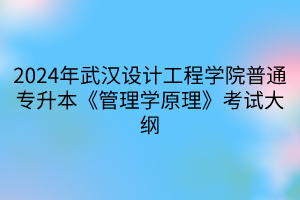 2024年武漢設(shè)計(jì)工程學(xué)院普通專升本《管理學(xué)原理》考試大綱(1) 2024年武漢設(shè)計(jì)工程學(xué)院普通專升本《管理學(xué)原理》考試大綱(1)