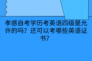 孝感自考學(xué)歷考英語(yǔ)四級(jí)是允許的嗎?還可以考哪些英語(yǔ)證書(shū)? 孝感自考學(xué)歷考英語(yǔ)四級(jí)是允許的嗎?還可以考哪些英語(yǔ)證書(shū)?