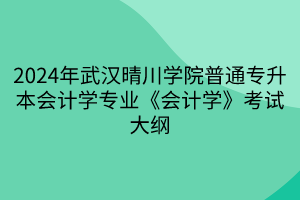 2024年武漢晴川學(xué)院普通專升本會計學(xué)專業(yè)《會計學(xué)》考試大綱(1) 2024年武漢晴川學(xué)院普通專升本會計學(xué)專業(yè)《會計學(xué)》考試大綱(1)