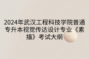 2024年武漢工程科技學(xué)院普通專升本視覺傳達設(shè)計專業(yè)《素描》考試大綱