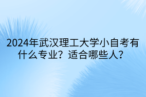 2024年武漢理工大學小自考有什么專業(yè)？適合哪些人？