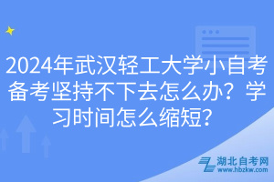 2024年武漢輕工大學(xué)小自考備考堅持不下去怎么辦？學(xué)習(xí)時間怎么縮短？