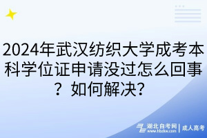 2024年武漢紡織大學(xué)成考本科學(xué)位證申請沒過怎么回事？如何解決？