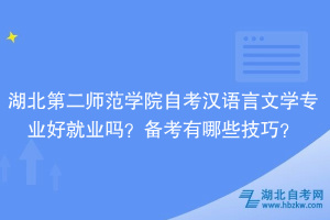 湖北第二師范學(xué)院自考漢語言文學(xué)專業(yè)好就業(yè)嗎？備考有哪些技巧？