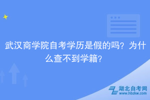 武漢商學(xué)院自考學(xué)歷是假的嗎？為什么查不到學(xué)籍？