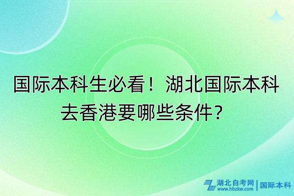國際本科生必看！湖北國際本科去香港要哪些條件？
