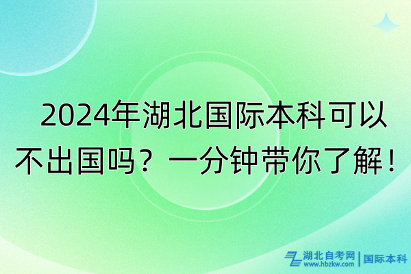 2024年湖北國際本科可以不出國嗎？一分鐘帶你了解！