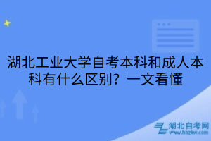 湖北工業(yè)大學自考本科和成人本科有什么區(qū)別？一文看懂