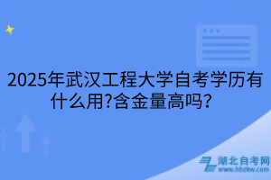 2025年武漢工程大學(xué)自考學(xué)歷有什么用?含金量高嗎？