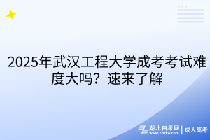 2025年武漢工程大學成考考試難度大嗎？速來了解