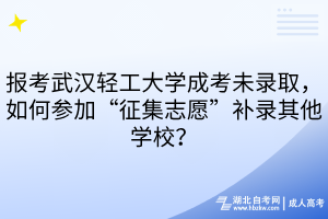 報考武漢輕工大學(xué)成考未錄取，如何參加“征集志愿”補(bǔ)錄其他學(xué)校？