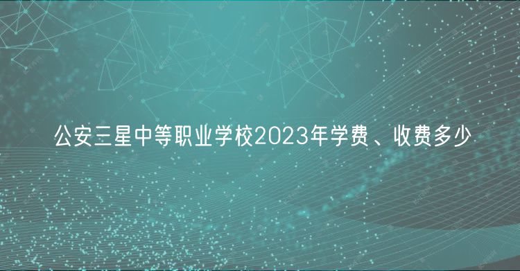 公安三星中等職業(yè)學(xué)校2023年學(xué)費(fèi)、收費(fèi)多少