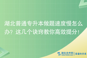 湖北普通專(zhuān)升本做題速度慢怎么辦？這幾個(gè)訣竅教你高效提分！