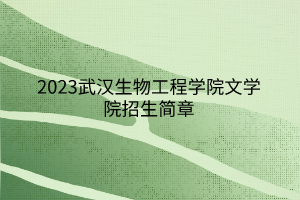 2023武漢生物工程學(xué)院文學(xué)院招生簡章