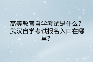 高等教育自學(xué)考試是什么？武漢自學(xué)考試報(bào)名入口在哪里？