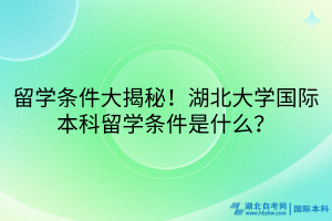 留學條件大揭秘！湖北大學國際本科留學條件是什么？