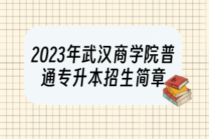 2023年武漢商學院普通專升本招生簡章