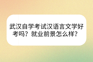 武漢自學考試漢語言文學好考嗎？就業(yè)前景怎么樣？