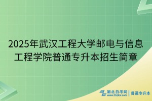 2025年武漢工程大學(xué)郵電與信息工程學(xué)院普通專(zhuān)升本招生簡(jiǎn)章