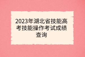 2023年湖北省技能高考技能操作考試成績(jī)查詢(xún)