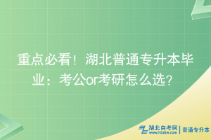 重點必看！湖北普通專升本畢業(yè)：考公or考研怎么選？