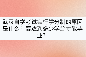 武漢自學考試實行學分制的原因是什么？要達到多少學分才能畢業(yè)？