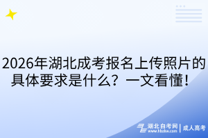 2026年湖北成考報(bào)名上傳照片的具體要求是什么？一文看懂！