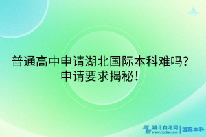 普通高中申請湖北國際本科難嗎？申請要求揭秘！