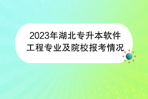2023年湖北專升本軟件工程專業(yè)及院校報考情況