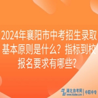 2024年襄陽市中考招生錄取基本原則是什么？指標到校報名要求有哪些？