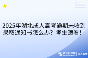 2025年湖北成人高考逾期未收到錄取通知書怎么辦？考生速看！