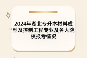 2024年湖北專升本材料成型及控制工程專業(yè)及各大院校報(bào)考情況
