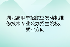湖北高職單招航空發(fā)動機維修技術(shù)專業(yè)公辦招生院校、就業(yè)方向