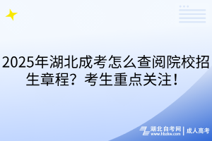 2025年湖北成考怎么查閱院校招生章程？考生重點(diǎn)關(guān)注！